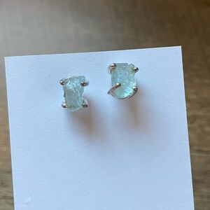 Aquamarine Gemstone Stud Earrings